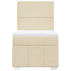 Κρεβάτι Boxspring με Στρώμα Κρεμ 80 x 200 εκ. Υφασμάτινο - Pakobazaar