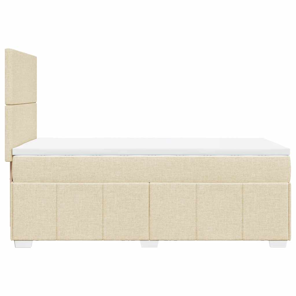 Κρεβάτι Boxspring με Στρώμα Κρεμ 80 x 200 εκ. Υφασμάτινο - Pakobazaar