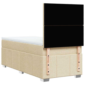 Κρεβάτι Boxspring με Στρώμα Κρεμ 80 x 200 εκ. Υφασμάτινο - Pakobazaar