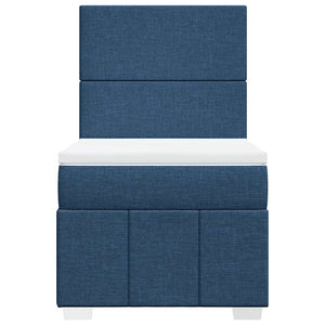 Κρεβάτι Boxspring με Στρώμα Μπλε 80x200 εκ. Υφασμάτινο - Pakobazaar