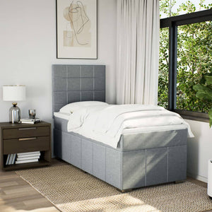 Κρεβάτι Boxspring με Στρώμα Ανοιχτό Γκρι 80x200 εκ. Υφασμάτινο - Pakobazaar