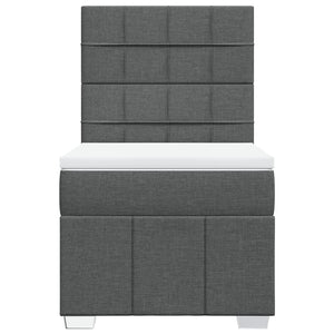 Κρεβάτι Boxspring με Στρώμα Σκούρο Γκρι 80x200 εκ. Υφασμάτινο - Pakobazaar