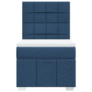 Κρεβάτι Boxspring με Στρώμα Μπλε 80x200 εκ. Υφασμάτινο - Pakobazaar