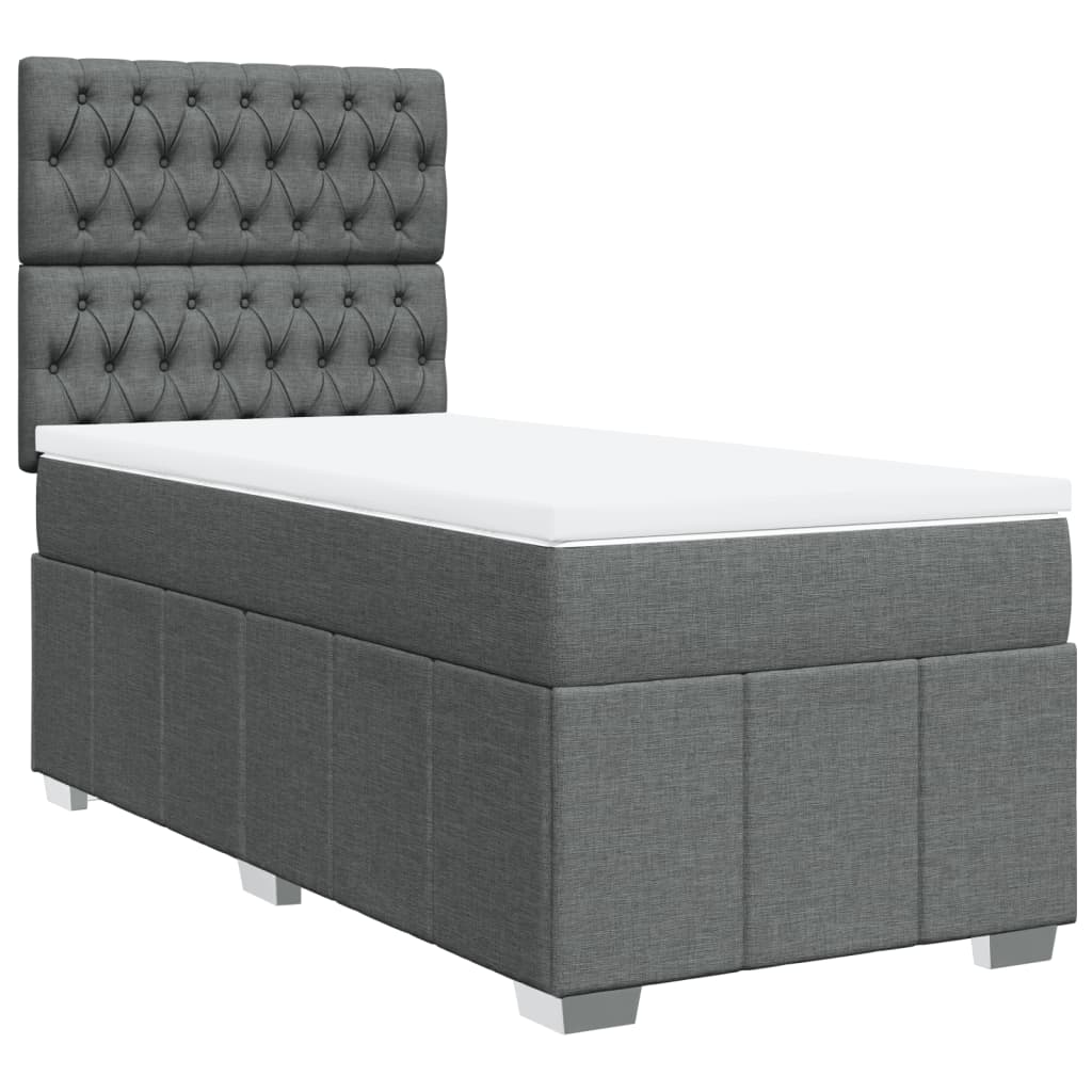 Κρεβάτι Boxspring με Στρώμα Σκούρο Γκρι 80x200 εκ. Υφασμάτινο