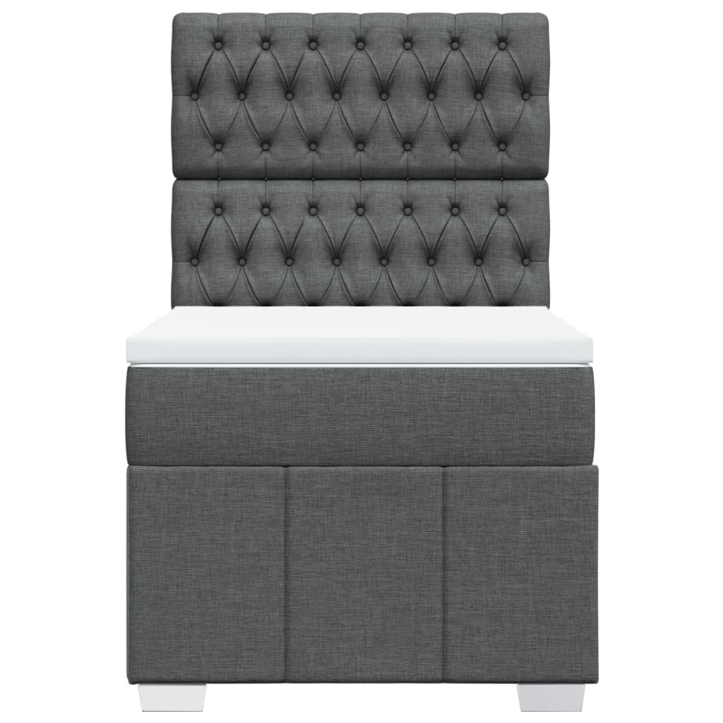 Κρεβάτι Boxspring με Στρώμα Σκούρο Γκρι 80x200 εκ. Υφασμάτινο