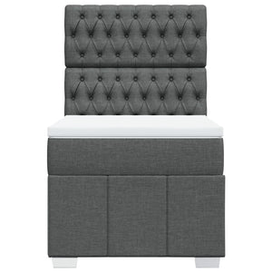 Κρεβάτι Boxspring με Στρώμα Σκούρο Γκρι 80x200 εκ. Υφασμάτινο - Pakobazaar