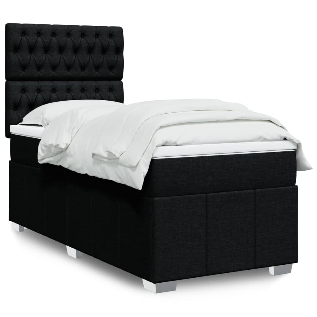 Κρεβάτι Boxspring με Στρώμα Μαύρο 80 x 200 εκ. Υφασμάτινο - Pakobazaar