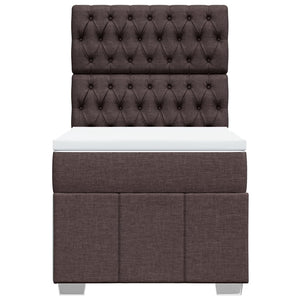 Κρεβάτι Boxspring με Στρώμα Σκούρο Καφέ 80x200 εκ. Υφασμάτινο - Pakobazaar