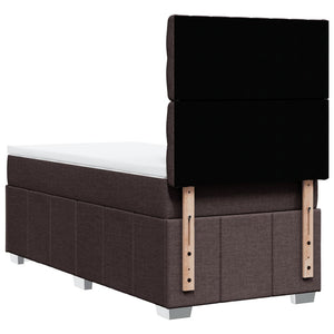 Κρεβάτι Boxspring με Στρώμα Σκούρο Καφέ 80x200 εκ. Υφασμάτινο - Pakobazaar