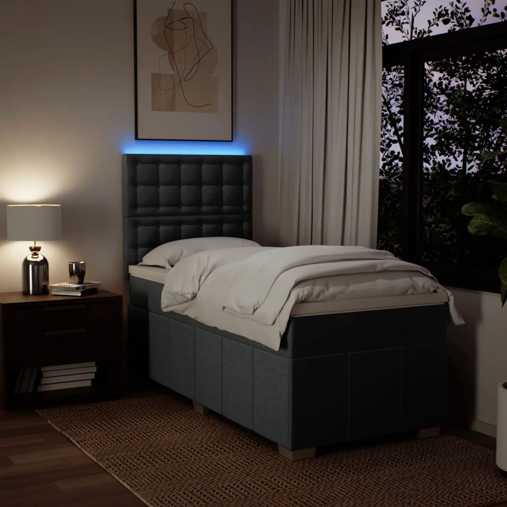 Κρεβάτι Boxspring με Στρώμα Σκούρο Γκρι 80x200 εκ. Υφασμάτινο - Pakobazaar