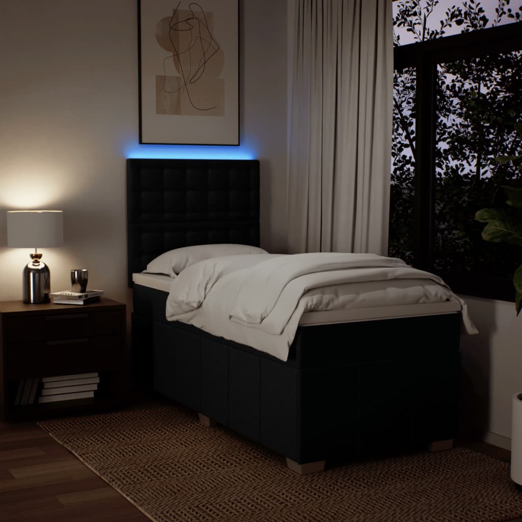 Κρεβάτι Boxspring με Στρώμα Μαύρο 80 x 200 εκ. Υφασμάτινο - Pakobazaar