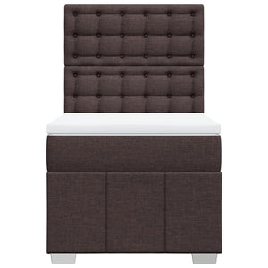 Κρεβάτι Boxspring με Στρώμα Σκούρο Καφέ 80x200 εκ. Υφασμάτινο