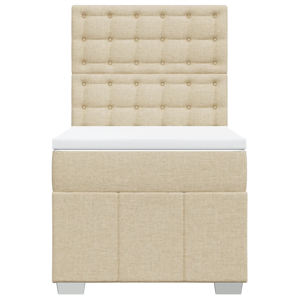 Κρεβάτι Boxspring με Στρώμα Κρεμ 80 x 200 εκ. Υφασμάτινο - Pakobazaar