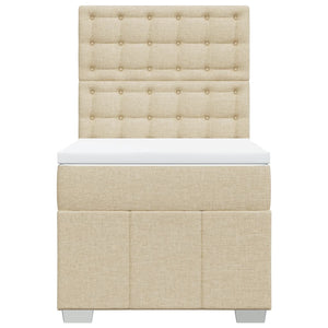 Κρεβάτι Boxspring με Στρώμα Κρεμ 80 x 200 εκ. Υφασμάτινο - Pakobazaar