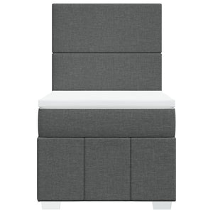 Κρεβάτι Boxspring με Στρώμα Σκούρο Γκρι 90x190 εκ. Υφασμάτινο