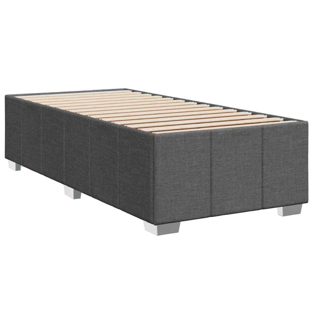 Κρεβάτι Boxspring με Στρώμα Σκούρο Γκρι 90x190 εκ. Υφασμάτινο