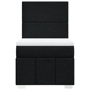 Κρεβάτι Boxspring με Στρώμα Μαύρο 90x190 εκ.Υφασμάτινο - Pakobazaar