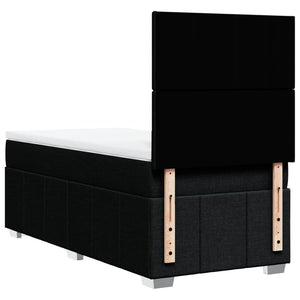 Κρεβάτι Boxspring με Στρώμα Μαύρο 90x190 εκ.Υφασμάτινο - Pakobazaar