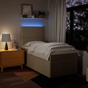 Κρεβάτι Boxspring με Στρώμα Κρεμ 90x190 εκ.Υφασμάτινο - Pakobazaar