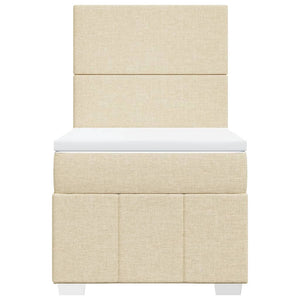 Κρεβάτι Boxspring με Στρώμα Κρεμ 90x190 εκ.Υφασμάτινο - Pakobazaar