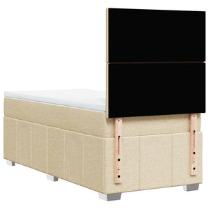 Κρεβάτι Boxspring με Στρώμα Κρεμ 90x190 εκ.Υφασμάτινο - Pakobazaar