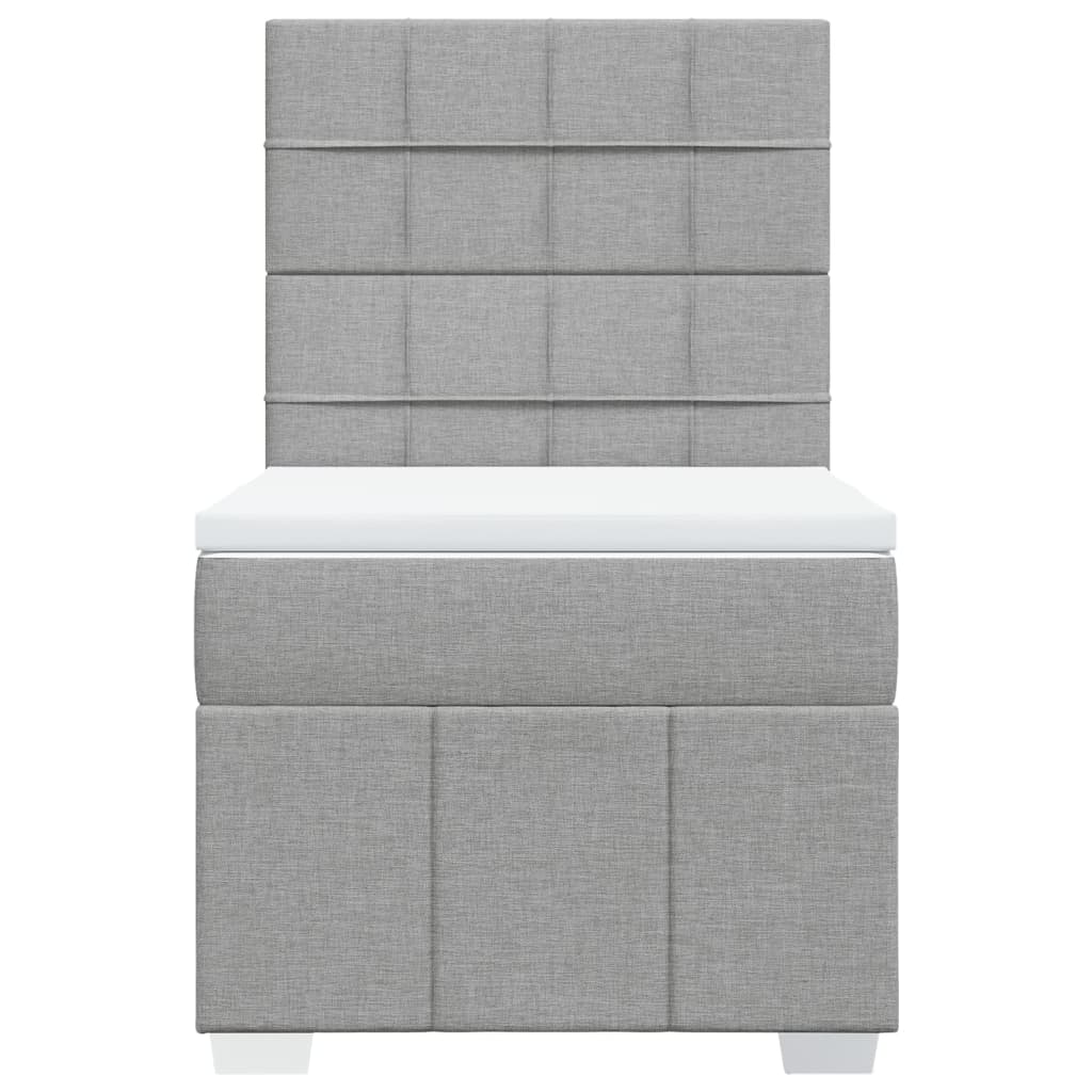 Κρεβάτι Boxspring με Στρώμα Ανοιχτό Γκρι 90x190 εκ. Υφασμάτινο - Pakobazaar