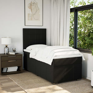 Κρεβάτι Boxspring με Στρώμα Μαύρο 90x190 εκ.Υφασμάτινο