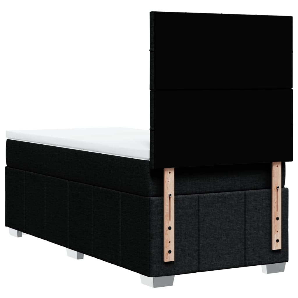 Κρεβάτι Boxspring με Στρώμα Μαύρο 90x190 εκ.Υφασμάτινο