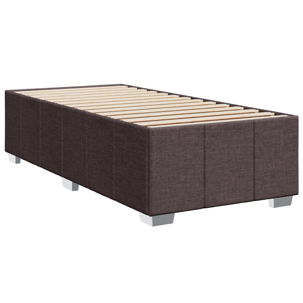 Κρεβάτι Boxspring με Στρώμα Σκούρο Καφέ 90x190 εκ. Υφασμάτινο
