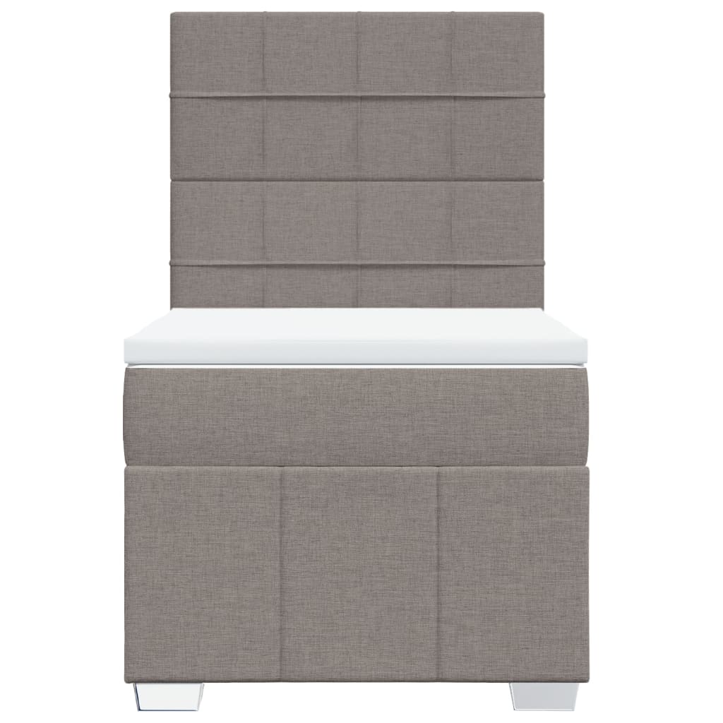 Κρεβάτι Boxspring με Στρώμα Taupe 90x190 εκ.Υφασμάτινο - Pakobazaar