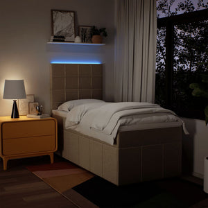 Κρεβάτι Boxspring με Στρώμα Κρεμ 90x190 εκ.Υφασμάτινο - Pakobazaar