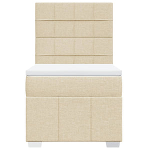 Κρεβάτι Boxspring με Στρώμα Κρεμ 90x190 εκ.Υφασμάτινο - Pakobazaar