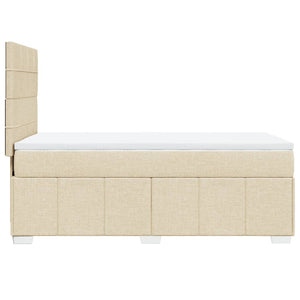 Κρεβάτι Boxspring με Στρώμα Κρεμ 90x190 εκ.Υφασμάτινο - Pakobazaar