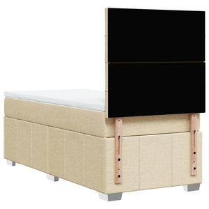Κρεβάτι Boxspring με Στρώμα Κρεμ 90x190 εκ.Υφασμάτινο - Pakobazaar
