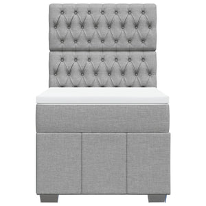 Κρεβάτι Boxspring με Στρώμα Ανοιχτό Γκρι 90x190 εκ. Υφασμάτινο