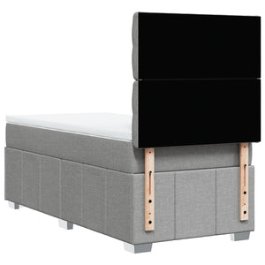 Κρεβάτι Boxspring με Στρώμα Ανοιχτό Γκρι 90x190 εκ. Υφασμάτινο
