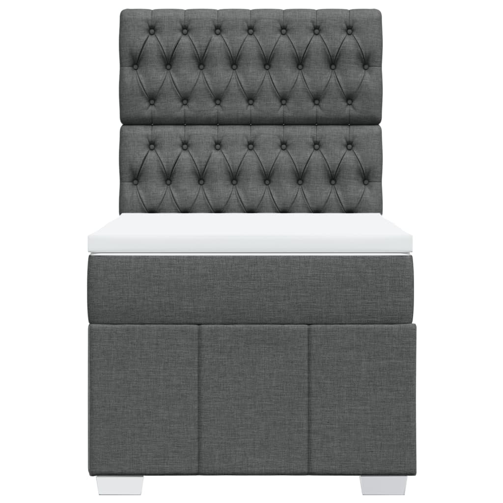 Κρεβάτι Boxspring με Στρώμα Σκούρο Γκρι 90x190 εκ. Υφασμάτινο