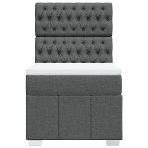 Κρεβάτι Boxspring με Στρώμα Σκούρο Γκρι 90x190 εκ. Υφασμάτινο