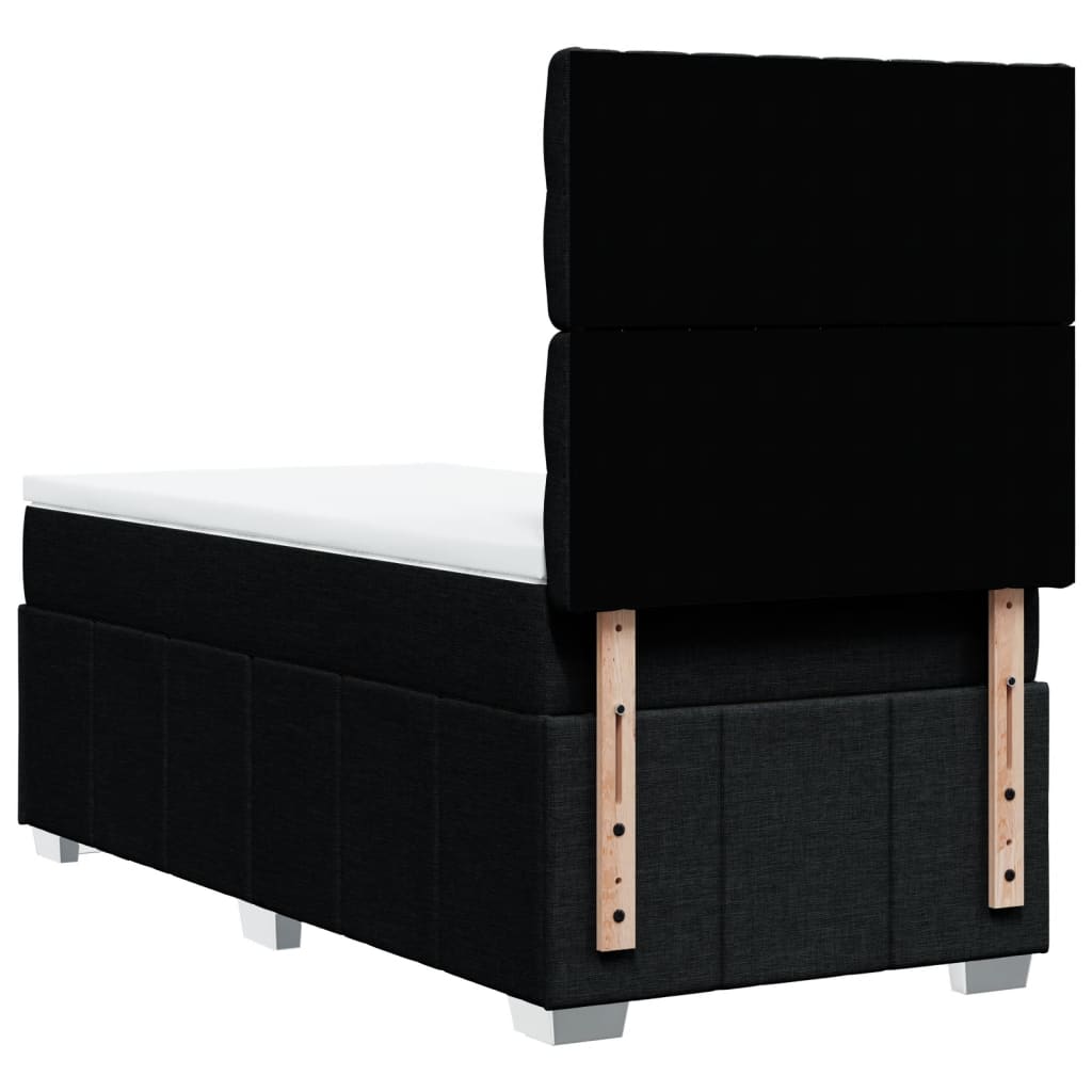 Κρεβάτι Boxspring με Στρώμα Μαύρο 90x190 εκ.Υφασμάτινο