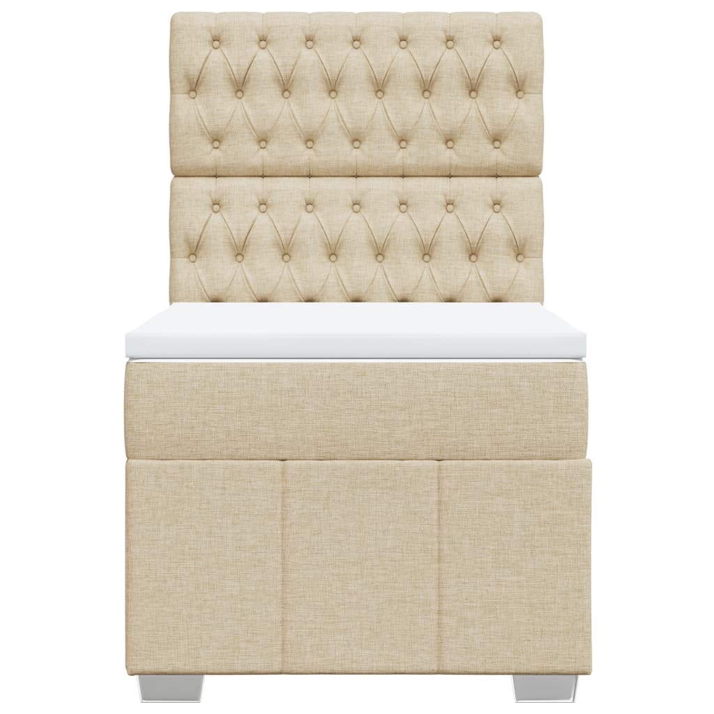 Κρεβάτι Boxspring με Στρώμα Κρεμ 90x190 εκ.Υφασμάτινο - Pakobazaar