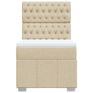 Κρεβάτι Boxspring με Στρώμα Κρεμ 90x190 εκ.Υφασμάτινο - Pakobazaar