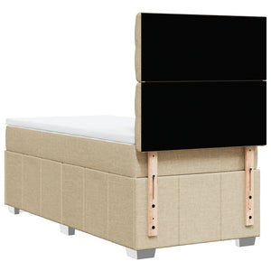 Κρεβάτι Boxspring με Στρώμα Κρεμ 90x190 εκ.Υφασμάτινο - Pakobazaar