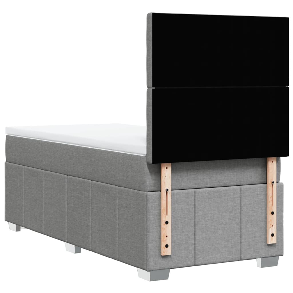 Κρεβάτι Boxspring με Στρώμα Ανοιχτό Γκρι 90x190 εκ. Υφασμάτινο