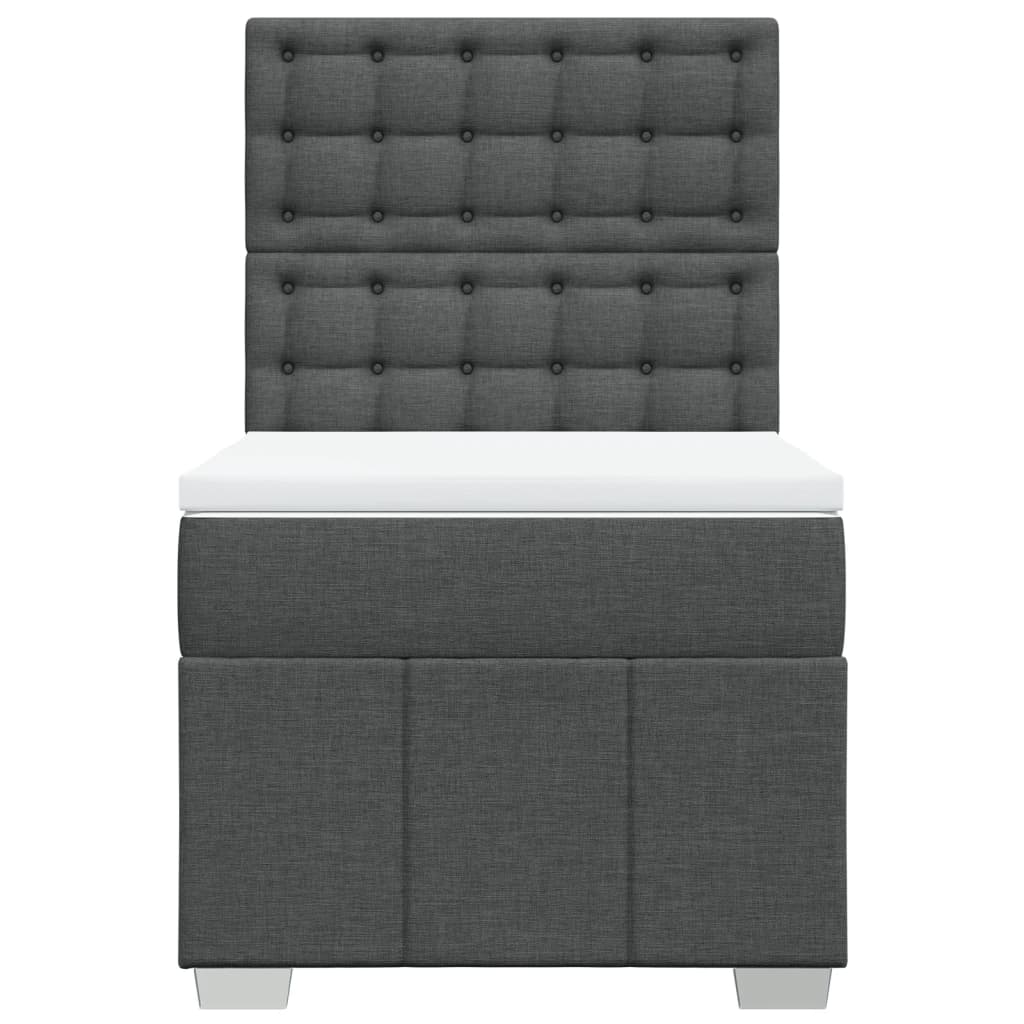 Κρεβάτι Boxspring με Στρώμα Σκούρο Γκρι 90x190 εκ. Υφασμάτινο - Pakobazaar