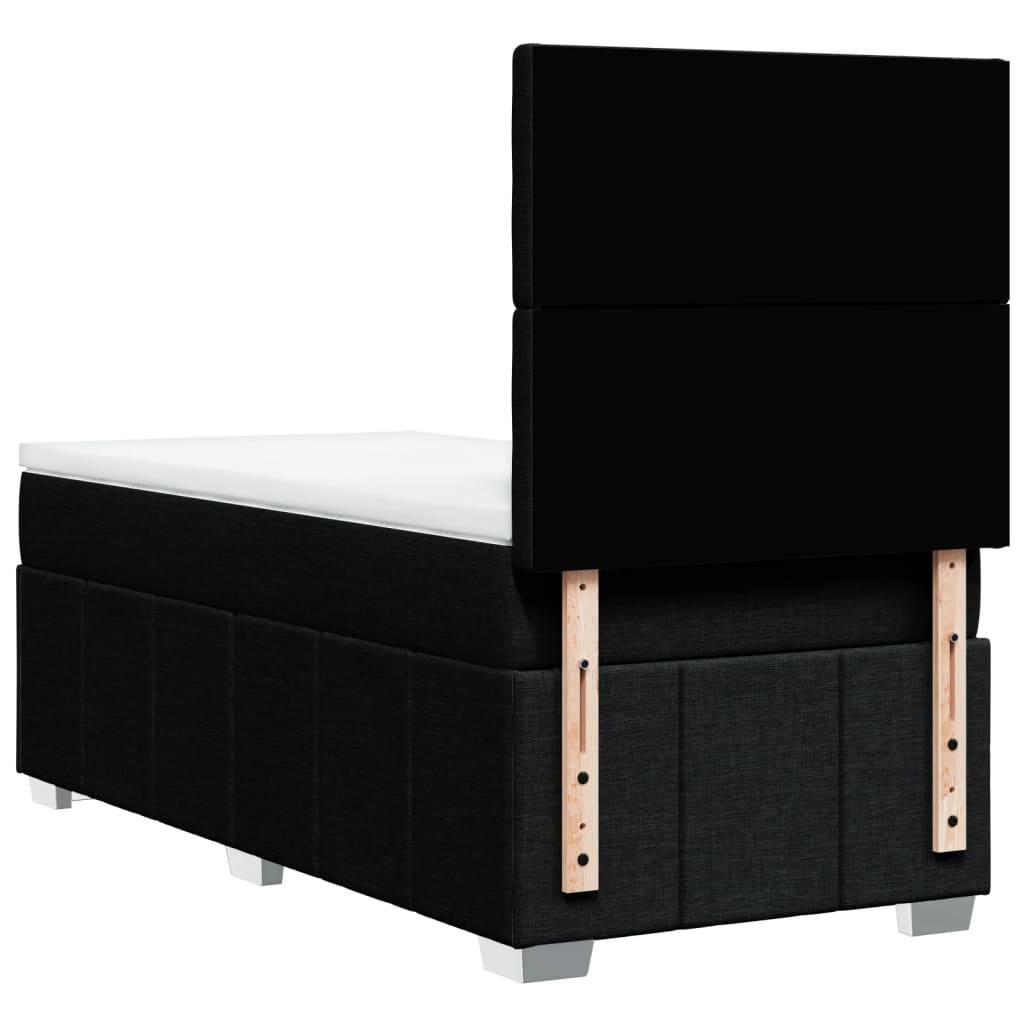 Κρεβάτι Boxspring με Στρώμα Μαύρο 90x190 εκ.Υφασμάτινο