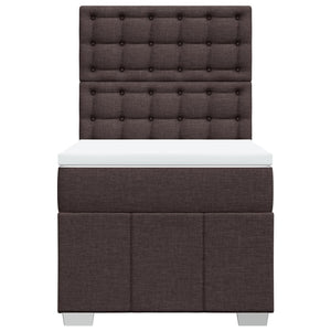 Κρεβάτι Boxspring με Στρώμα Σκούρο Καφέ 90x190 εκ. Υφασμάτινο - Pakobazaar