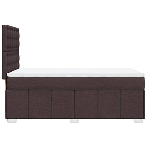 Κρεβάτι Boxspring με Στρώμα Σκούρο Καφέ 90x190 εκ. Υφασμάτινο - Pakobazaar