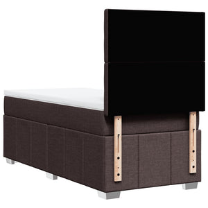 Κρεβάτι Boxspring με Στρώμα Σκούρο Καφέ 90x190 εκ. Υφασμάτινο - Pakobazaar