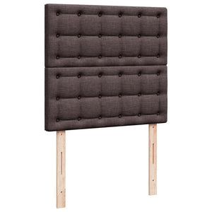 Κρεβάτι Boxspring με Στρώμα Σκούρο Καφέ 90x190 εκ. Υφασμάτινο - Pakobazaar