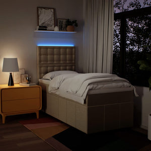 Κρεβάτι Boxspring με Στρώμα Κρεμ 90x190 εκ.Υφασμάτινο - Pakobazaar